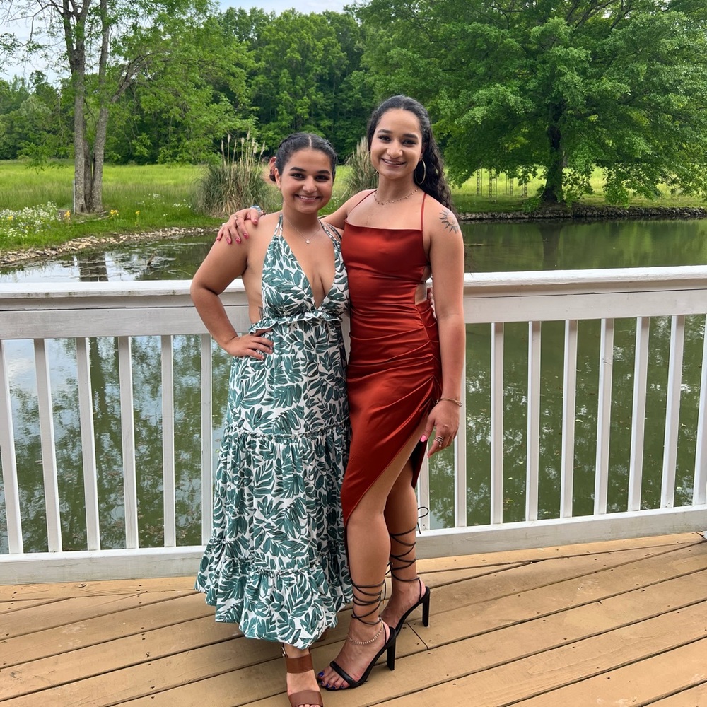 Dark orange cocktail dress